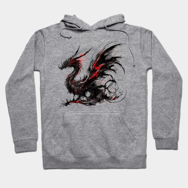 Japanese dragon painted in ink Hoodie by T-Shirt Paradise